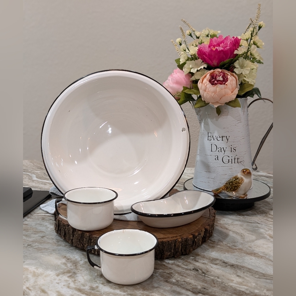 Vintage Enamel Basin set